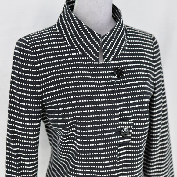 Worth Jacket Womens 4 Black White Polka Dot Cotton Lined Blazer Crop Career - Picture 5 of 15